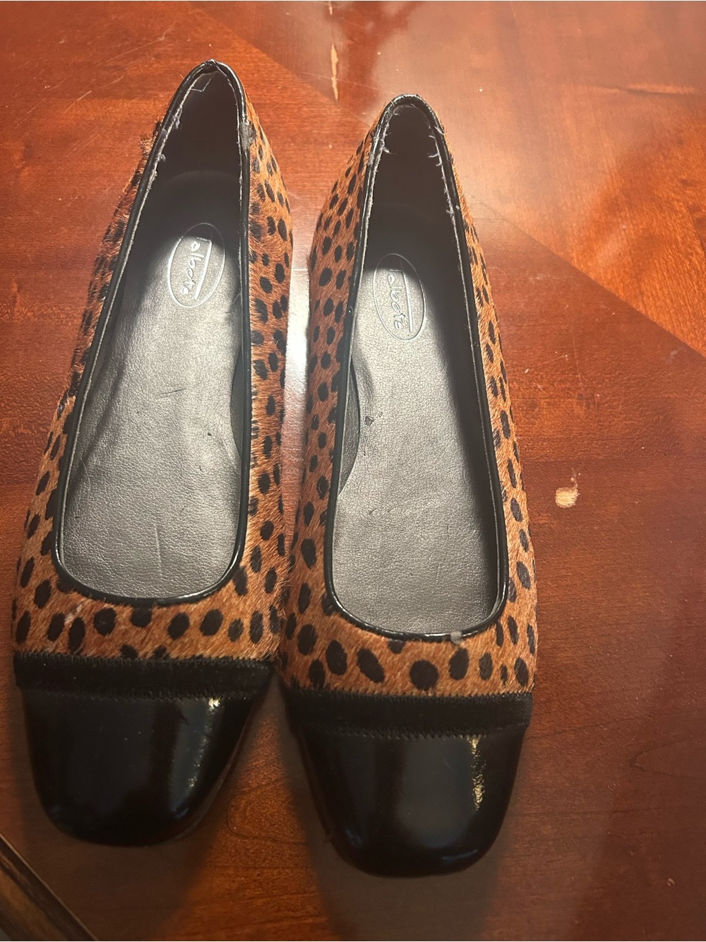 Talbots Leopard-Print Flats with Black Patent Toe